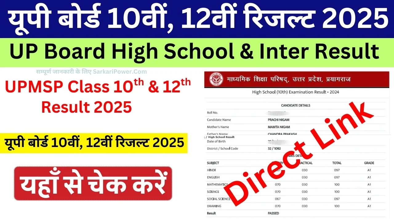 UP Board 10th 12th Result 2025