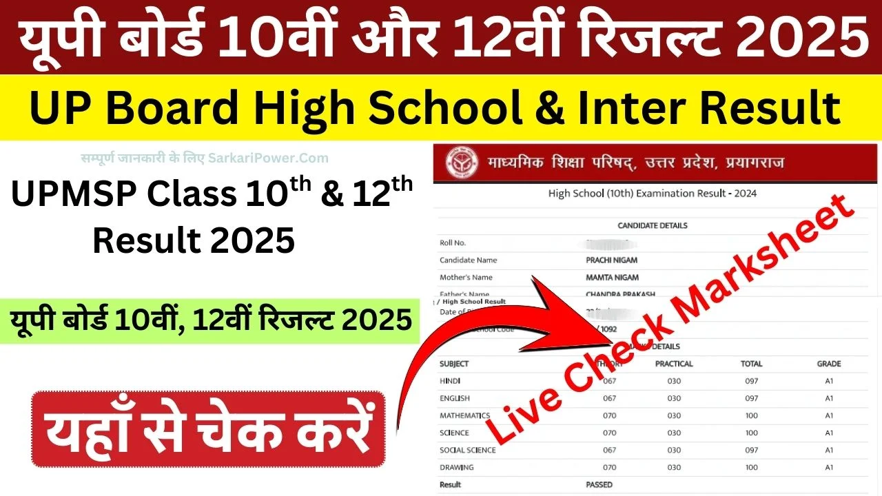 UP Board Sarkari Result 2025 Live